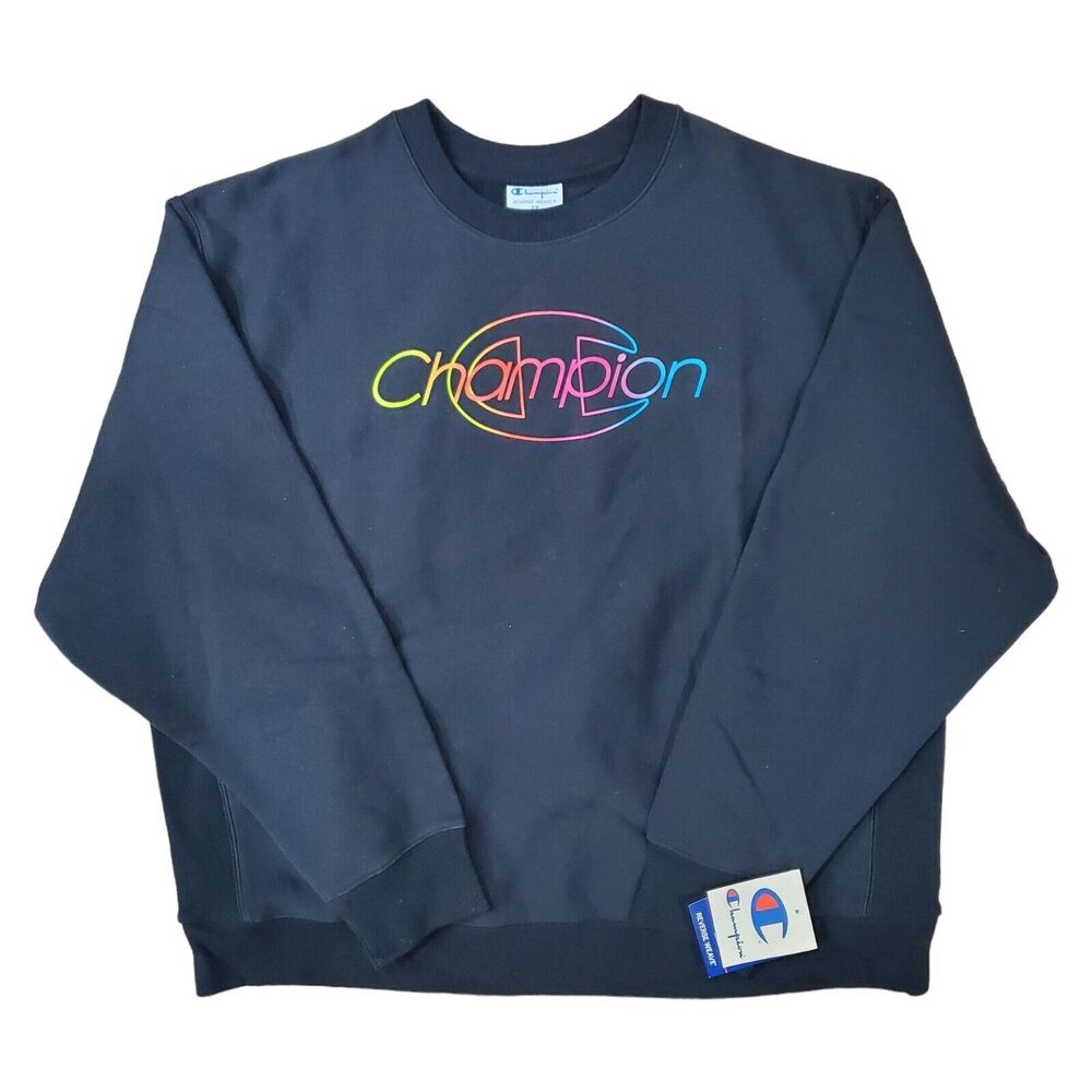 CHAMPION Sweater Adult 2XL Black REVERSE WEAVE Spell Out Athleisure Pullover